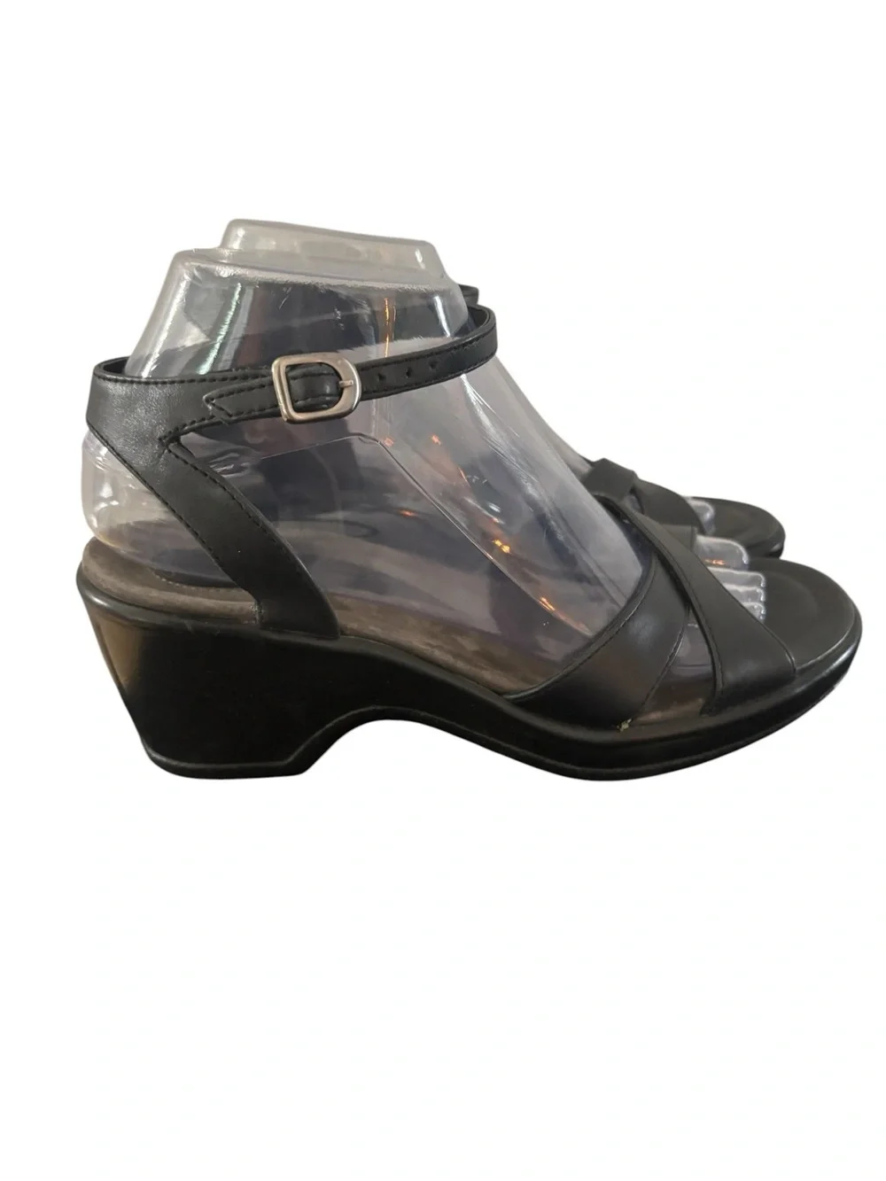 Dansko High Heel Sandals Women’s Size 38 US 7.5/8 Strappy Black Leather